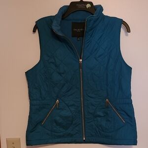 Talbots Turquoise Green Quilted Vest Sz L